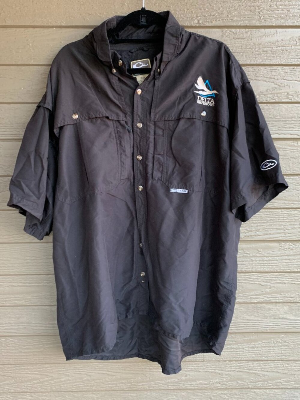 [Drake Delta Waterfowl] Black Short Sleeve Fishing Shirt 2XL